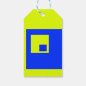 Gelbe und blaue Quadrate Geschenkanhänger (Rückseite)