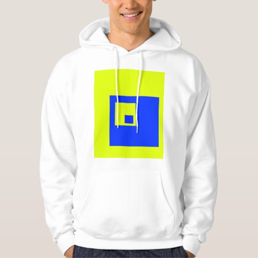 Gelbe und blaue Quadrate Hoodie (Vorderseite)
