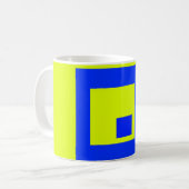 Gelbe und blaue Quadrate Kaffeetasse (Vorderseite Links)