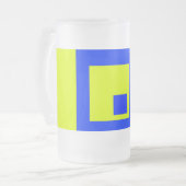 Gelbe und blaue Quadrate Mattglas Bierglas (Vorderseite Links)