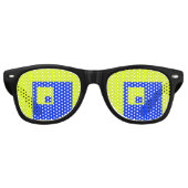 Gelbe und blaue Quadrate Partybrille (Vorderseite)
