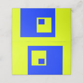Gelbe und blaue Quadrate Platzkarte (Außenseite Aufgefaltet)