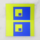 Gelbe und blaue Quadrate Platzkarte (Innenseite Aufgefaltet)