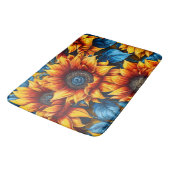 Gelbe und blaue Sonnenblumen Badematte (Schrägansicht)