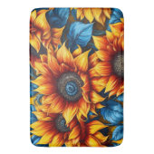 Gelbe und blaue Sonnenblumen Badematte (Vorderseite Vertikal)