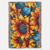 Gelbe und blaue Sonnenblumen Decke (Vorderseite Vertikal)