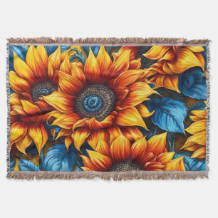 Gelbe und blaue Sonnenblumen Decke