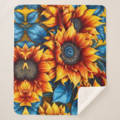 Gelbe und blaue Sonnenblumen Sherpadecke (Vorderseite)