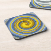 Gelbe und blaue Spirale Getränkeuntersetzer (Linke Seite)