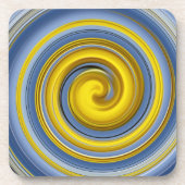Gelbe und blaue Spirale Getränkeuntersetzer (Vorderseite)