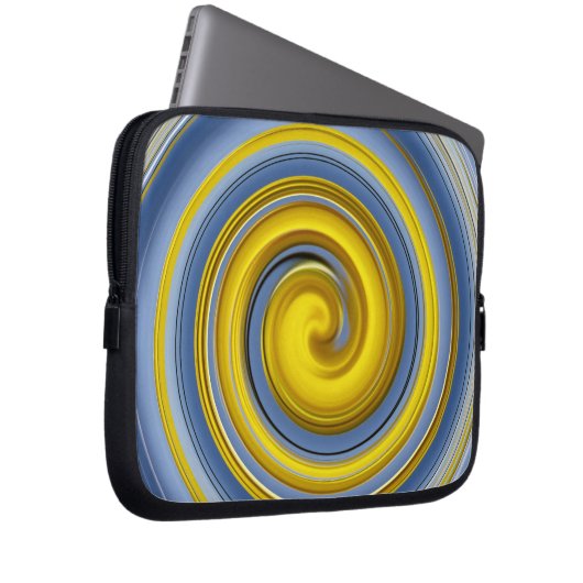 Gelbe und blaue Spirale Laptopschutzhülle (Vorne Rechts)