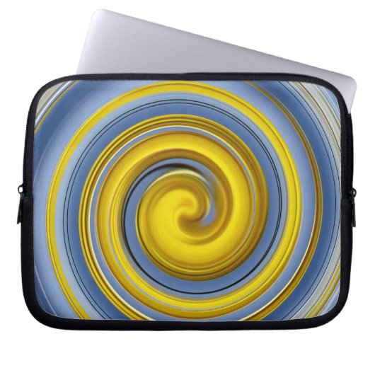 Gelbe und blaue Spirale Laptopschutzhülle (Vorderseite)