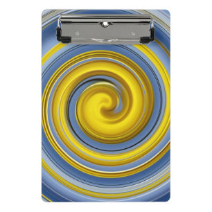 Gelbe und blaue Spirale Mini Klemmbrett