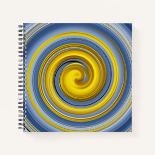 Gelbe und blaue Spirale Notizblock