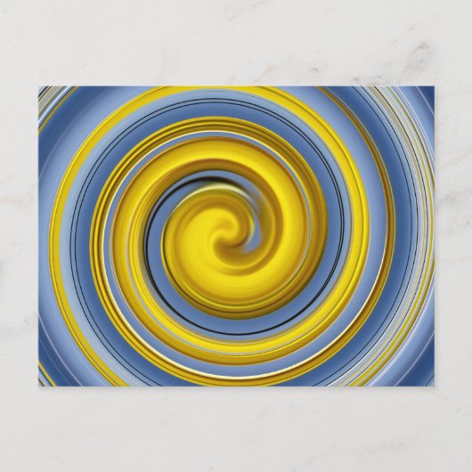 Gelbe und blaue Spirale Postkarte (Vorderseite)