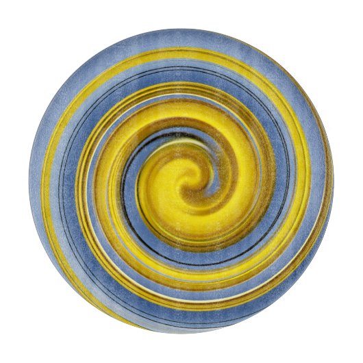 Gelbe und blaue Spirale Schneidebrett (Vorderseite)