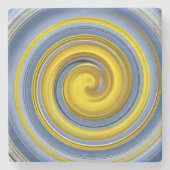 Gelbe und blaue Spirale Steinuntersetzer (Vorderseite)