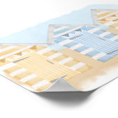 Gelbe und blaue Strandhütten Ozeanfarben Poster (Ecke)