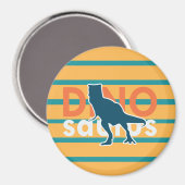 Gelbe und blaue Streifen Dinosaurier T-Rex-Jungs Magnet (Vorderseite/Rückseite)