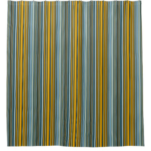 Gelbe und blaue Streifen Duschvorhang (Vorderseite)