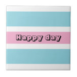 Gelbe und blaue Streifen Fliese<br><div class="desc">Dreifarbige Streifen Muster. Modernes,  hellgelbes und blaues Design und ein Text-Tempel. Klicken Sie auf Personalisieren,  um die Wörter in andere kurze Wörter oder einen Namen zu ändern,  oder kaufen Sie sie als ihren Namen.</div>