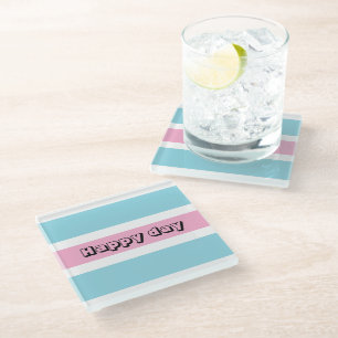 Gelbe und blaue Streifen Glasuntersetzer