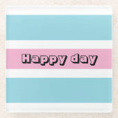 Gelbe und blaue Streifen Glasuntersetzer (Vorderseite)