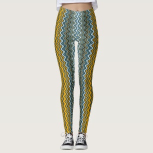 Gelbe und blaue Streifen Leggings