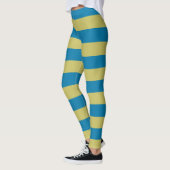 Gelbe und blaue Streifen Leggings (Links)