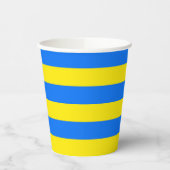 Gelbe und blaue Streifen Pappbecher (Links)