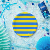 Gelbe und blaue Streifen Pappteller (Party)