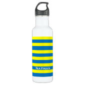 Gelbe und blaue Streifen Personalisiert Edelstahlflasche (Vorderseite)