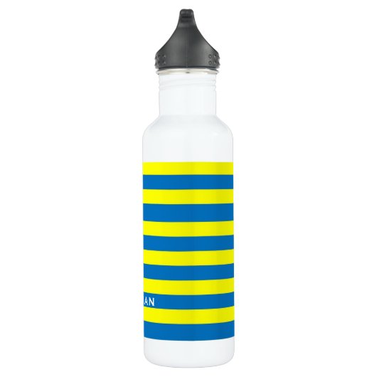 Gelbe und blaue Streifen Personalisiert Edelstahlflasche (Rechts)
