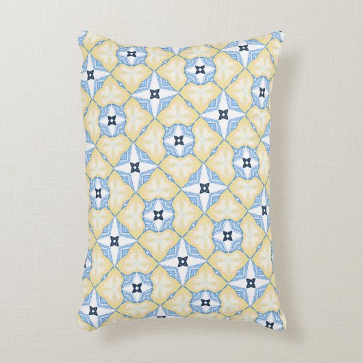 Gelbe und blaue Tile Dekokissen (Vorderseite(Vertikal))