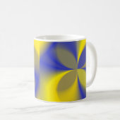 Gelbe und blaue Vier Blätter Kaffeetasse (VorderseiteRechts)