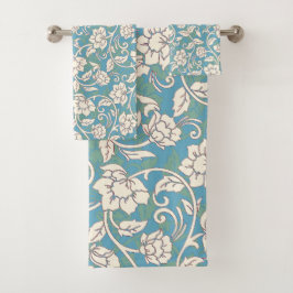 Gelbe und blaue wirbelnde Blume Badhandtuch Set