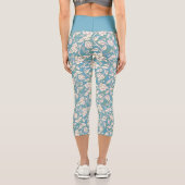 Gelbe und blaue wirbelnde Blume Capri Leggings (Rückseite)