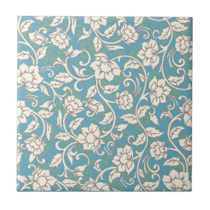 Gelbe und blaue wirbelnde Blume Fliese