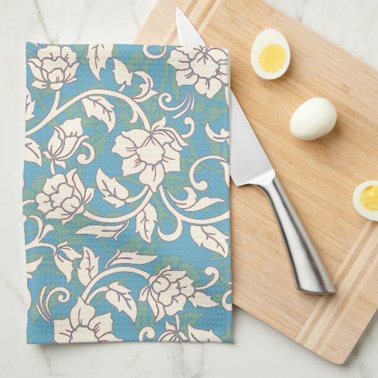 Gelbe und blaue wirbelnde Blume Geschirrtuch (Viertel Falte)