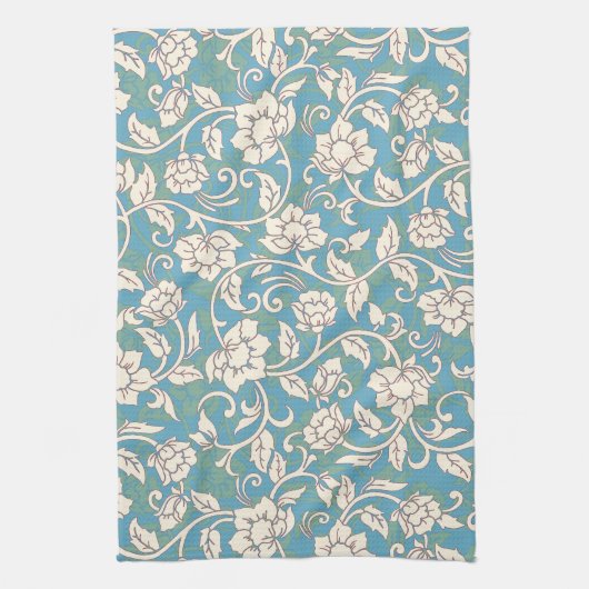 Gelbe und blaue wirbelnde Blume Geschirrtuch (Vertikal)