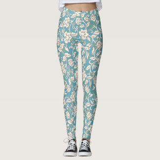 Gelbe und blaue wirbelnde Blume Leggings