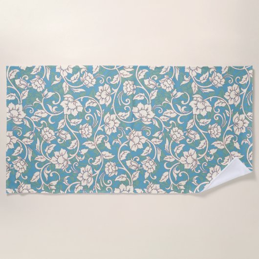 Gelbe und blaue wirbelnde Blume Strandtuch (Vorderseite)