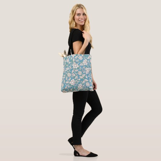 Gelbe und blaue wirbelnde Blume Tasche (Am Model)