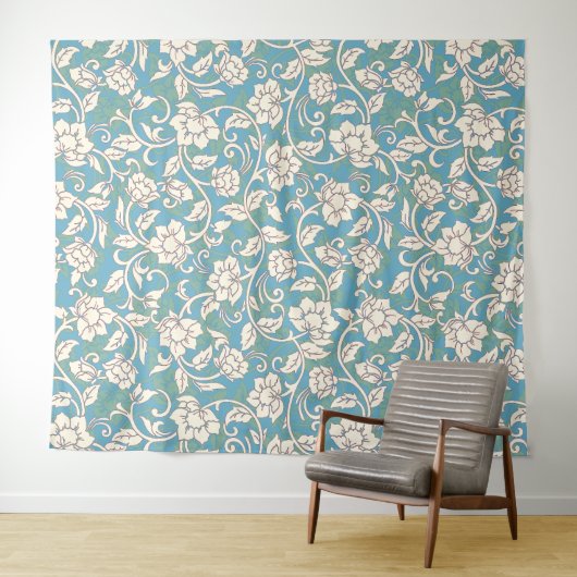 Gelbe und blaue wirbelnde Blume Wandteppich (Beispiel (Horizontal))