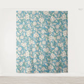 Gelbe und blaue wirbelnde Blume Wandteppich (Vorderseite)