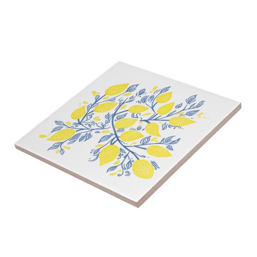 Gelbe und blaue Zitronenschale Fliese (Seite)