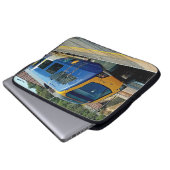 Gelbe und blaue Züge Laptopschutzhülle (Vorne Knopf)