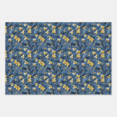 Gelbe und blaue Zweige und Blüten Geschenkpapier Set (Vorderseite 2)