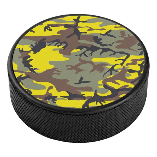 Gelbe und braune Camouflage, Militär, Armee Eishockey Puck (3/4)
