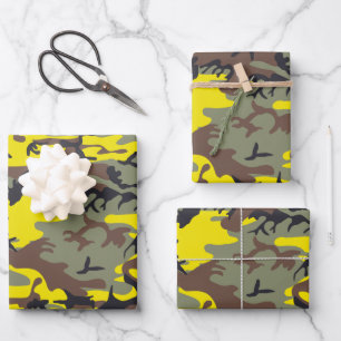 Gelbe und braune Camouflage, Militär, Armee Geschenkpapier Set